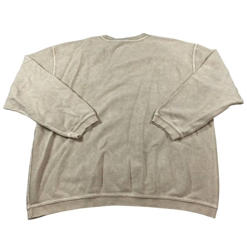Corded Crew Vail Colorado Sweatshirt Tan Ribbed Cotton Pullover XL